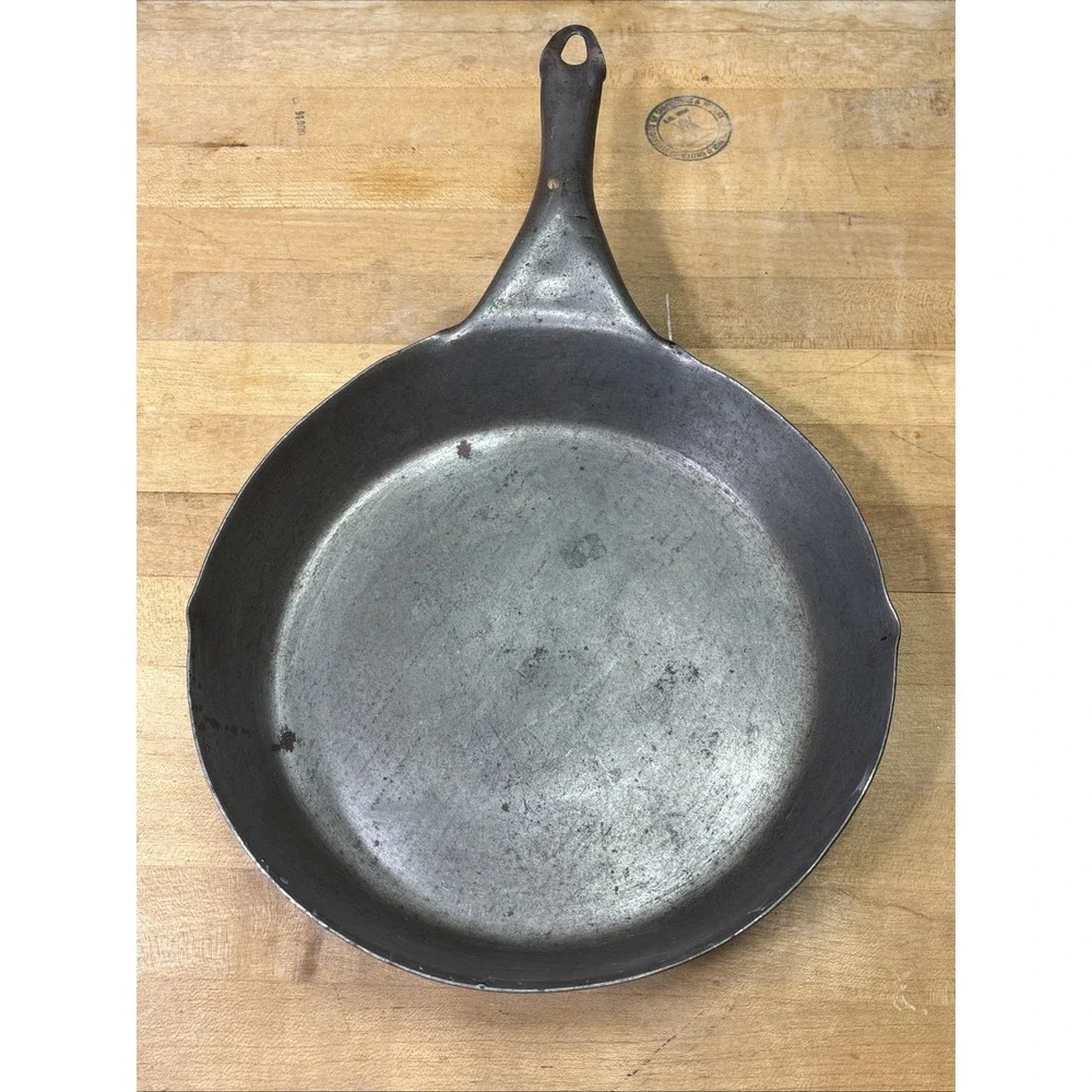 Vintage Carbon Steel Skillet Frying Pan Campfire Cowboy Cooking Rustic